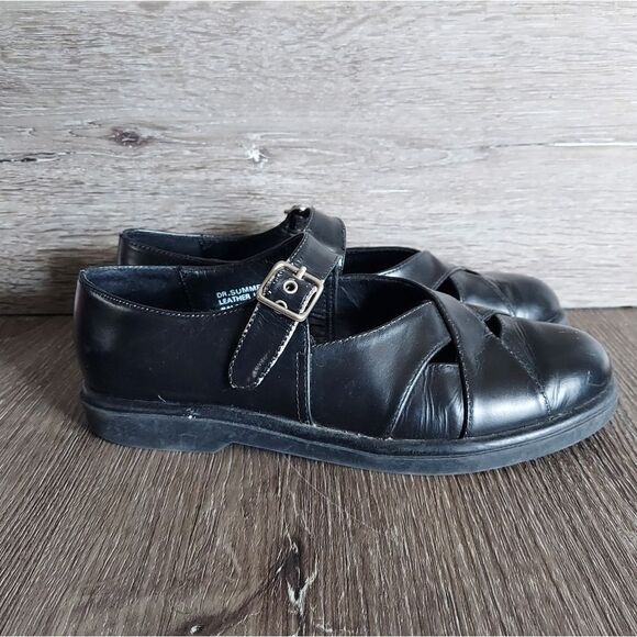 Vintage 90s Esprit Black Leather Mary Janes Size 6.5 - Picture 1 of 9